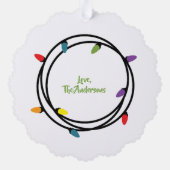 Vrolijke & Heldere Kerstmislichten met foto Ornament Kaart (Achterkant)