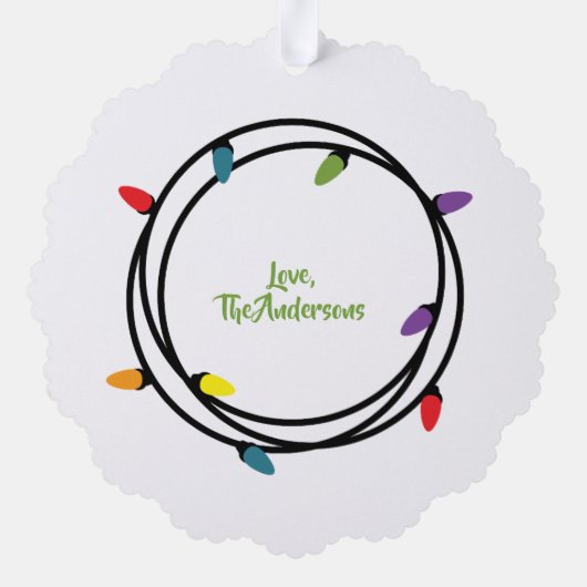 Vrolijke & Heldere Kerstmislichten met foto Ornament Kaart (Achterkant)