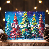 Vrolijke & Heldere Kleurrijke Kerstbomen Feestdagen Kaart