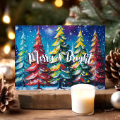 Vrolijke & Heldere Kleurrijke Kerstbomen Feestdagen Kaart