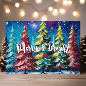 Vrolijke & Heldere Kleurrijke Kerstbomen Feestdagen Kaart
