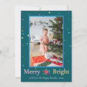 Vrolijke heldere kleurrijke kerstfoto feestdagenkaart (Voorkant)