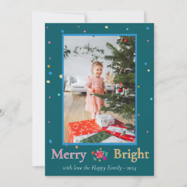 Vrolijke heldere kleurrijke kerstfoto feestdagenkaart