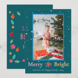 Vrolijke heldere kleurrijke kerstfoto feestdagenkaart