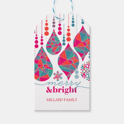 Vrolijke & heldere Ornamenten Cadeaulabel (Voorkant)