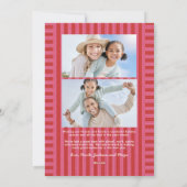 Vrolijke heldere streep schattige roze rode kerstf feestdagenkaart (Achterkant)