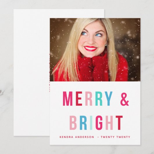 Vrolijke & heldere vetgedrukte letters Vakantie Fo Kaart (Voorkant / Achterkant)