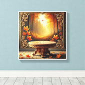 Vrolijke Herfst, Halloween versierde spiegel Canvas Afdruk (Insitu (Houten vloer))