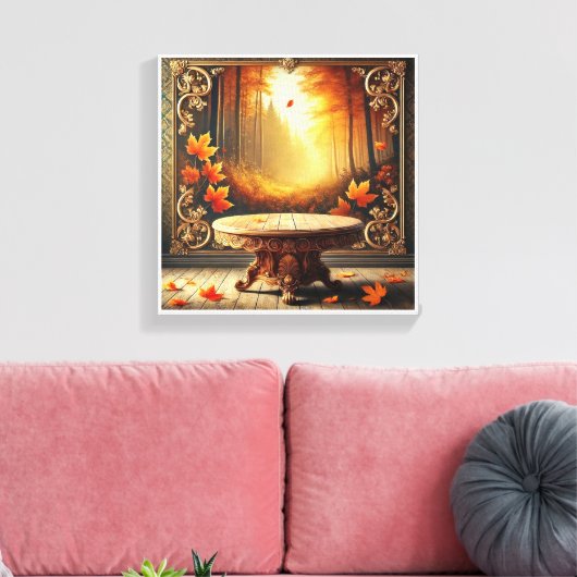 Vrolijke Herfst, Halloween versierde spiegel Canvas Afdruk (Insitu (Woonkamer))