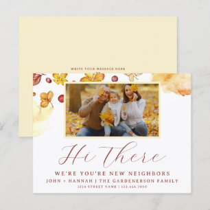 Vrolijke herfst waterverf nieuwe buurman kerstkaar briefkaart