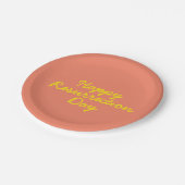 Vrolijke herrijzingsdag in koraal papieren bordje (Gekanteld)