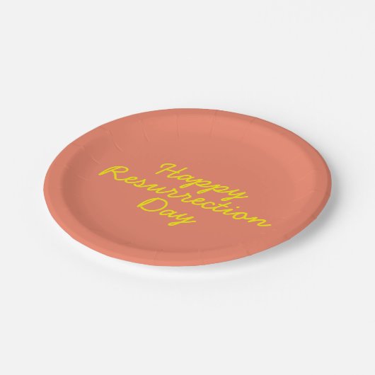 Vrolijke herrijzingsdag in koraal papieren bordje (Gekanteld)