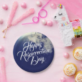 Vrolijke herrijzingsdag met wolken papieren bordje (Feest)