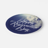 Vrolijke herrijzingsdag met wolken papieren bordje (Gekanteld)