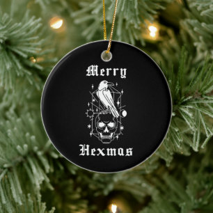 Vrolijke Hexmas Heksenschedel Spooky Witchcraft Keramisch Ornament