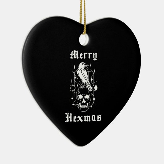 Vrolijke Hexmas Heksenschedel Spooky Witchcraft Keramisch Ornament (Rechts)