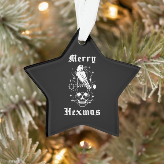 Vrolijke Hexmas Heksenschedel Spooky Witchcraft Ornament (Boom)