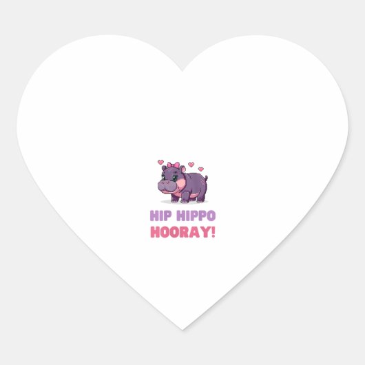 Vrolijke HIP HIPPO HOORAY MOO DENG Hippo Theme Zoo Hart Sticker (Voorkant)