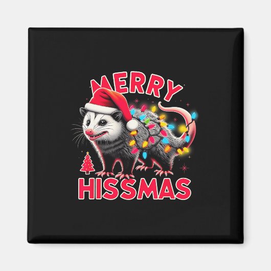 Vrolijke Hissmas Grappig Possum Kerstmis Hilariou Magneet (Voorkant)