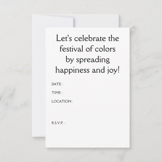 vrolijke holi ( licht van kleur ) kaart (Achterkant)