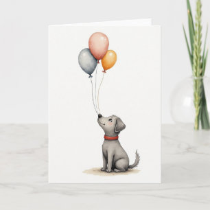 Vrolijke Hond Ballonnen Kaart