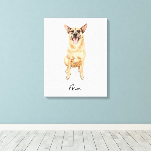 Vrolijke hond genaamd Max Canvas Afdruk (Insitu (Houten vloer))