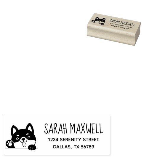 Vrolijke hond Husky huisdier adres Rubberstempel (Gestempeld)