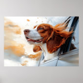Vrolijke hond in de Wind Art Print (Voorkant)