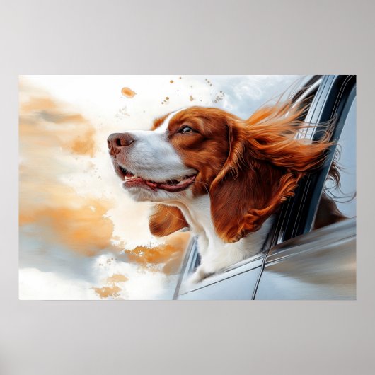 Vrolijke hond in de Wind Art Print (Voorkant)