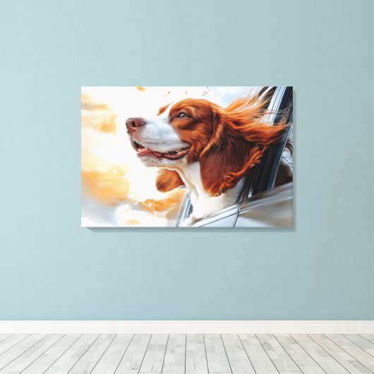 Vrolijke hond in de Wind Art Print (Insitu (Houten vloer))