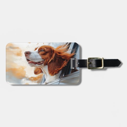 Vrolijke hond in de Wind Art Print Bagagelabel (Voorkant horizontaal)