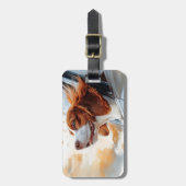 Vrolijke hond in de Wind Art Print Bagagelabel (Voorkant verticaal)