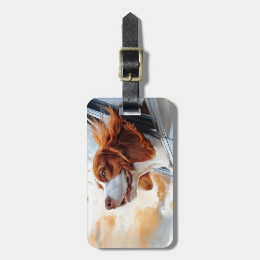 Vrolijke hond in de Wind Art Print Bagagelabel (Voorkant verticaal)