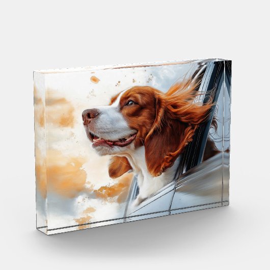 Vrolijke hond in de Wind Art Print Fotoblokken (Links)
