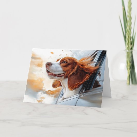 Vrolijke hond in de Wind Art Print Kaart (Voorkant)