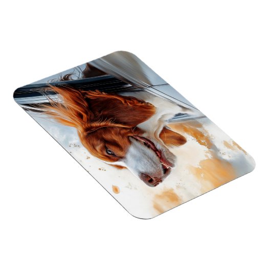Vrolijke hond in de Wind Art Print Magneet (Rechterzijde)