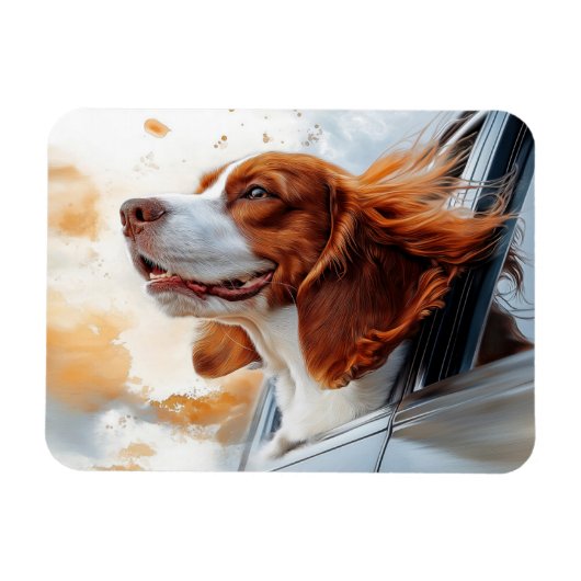 Vrolijke hond in de Wind Art Print Magneet (Horizontaal)