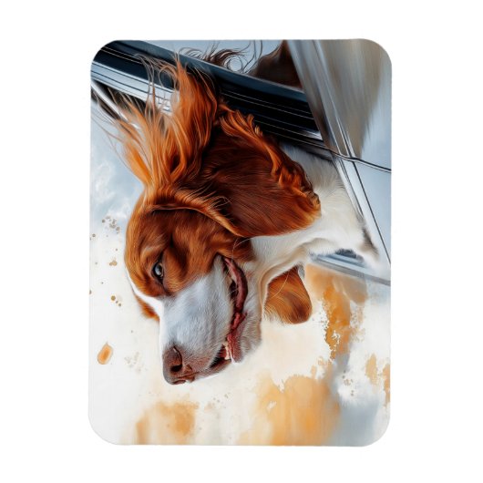 Vrolijke hond in de Wind Art Print Magneet (Verticaal)