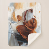 Vrolijke hond in de Wind Art Print Sherpa Deken (Voorkant)