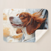Vrolijke hond in de Wind Art Print Sherpa Deken (Voorkant (horizontaal))