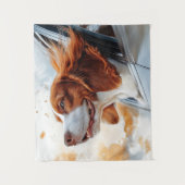 Vrolijke hond in de Wind Art Print Wandkleed (Voorkant)