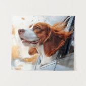 Vrolijke hond in de Wind Art Print Wandkleed (Voorkant (horizontaal))