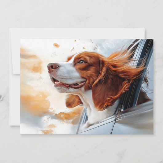 Vrolijke Hond in de Wind Kunstprint Kaart (Voorkant)