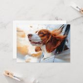 Vrolijke Hond in de Wind Kunstprint Kaart (Voorkant / Achterkant in situ)