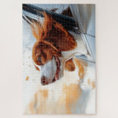 Vrolijke Hond in de Wind Kunstprint Legpuzzel (Verticaal)