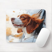 Vrolijke Hond in de Wind Kunstprint Muismat (Met muis)