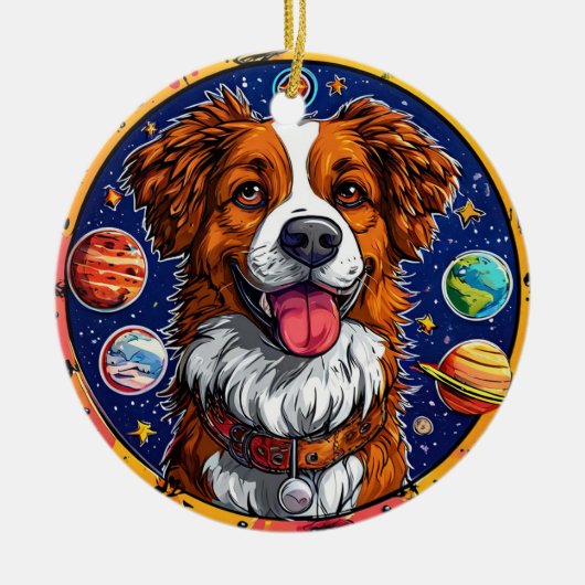 Vrolijke hond keramisch ornament (Voorkant)