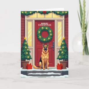 Vrolijke Hond Kerstkaart voor de Deur Kaart