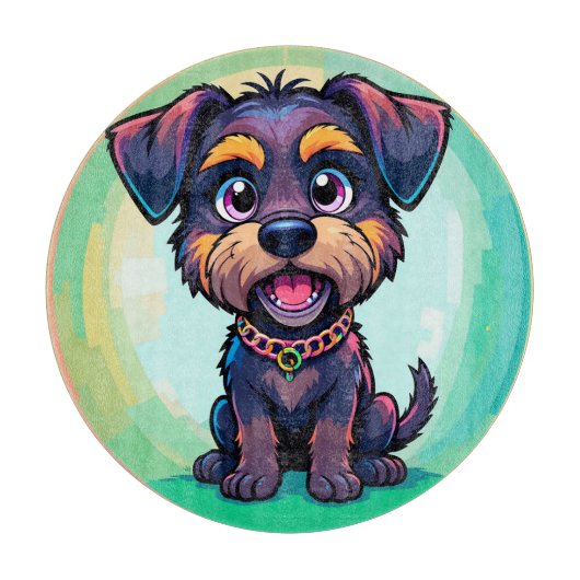 Vrolijke Hond Kleurrijke Cartoon Illustratie Snijplank (Voorkant)