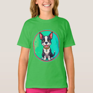 Vrolijke Hond Kleurrijke Cartoon Illustratie T-shirt